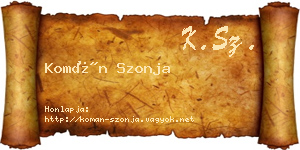 Komán Szonja névjegykártya